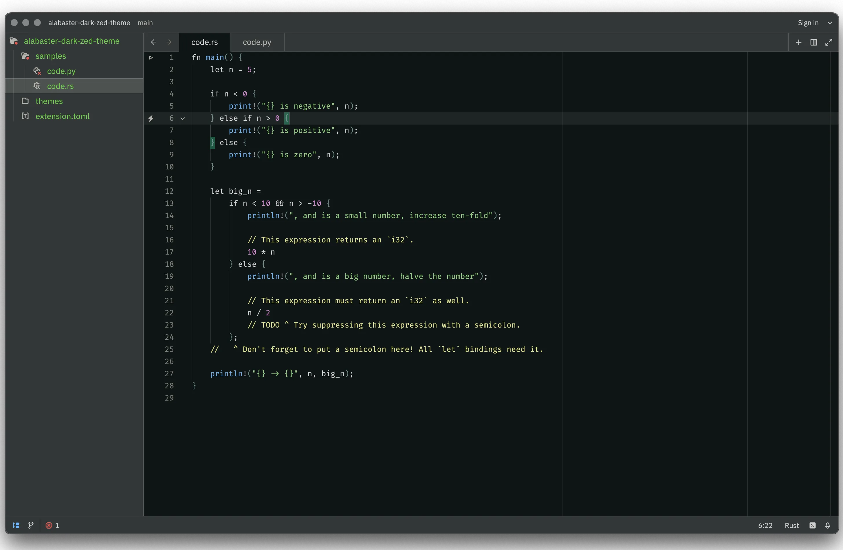 Alabaster Dark for Zed v0.0.3 released with fixes for compatibility