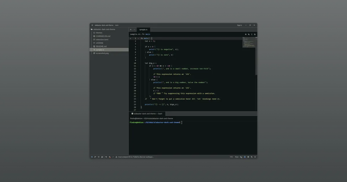 Alabaster Dark for Zed v1.0.0 released after 5 month development