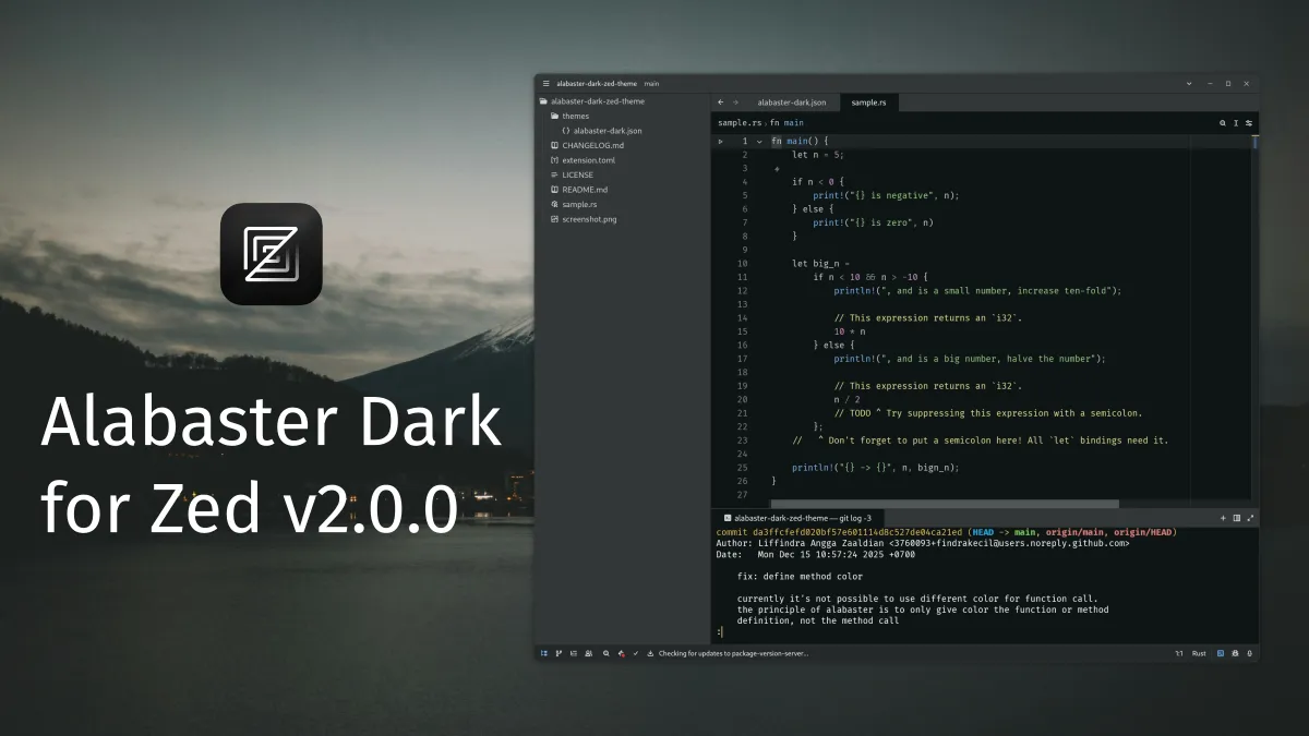 Alabaster Dark for Zed v2.0.0 released and it is getting closer to the original