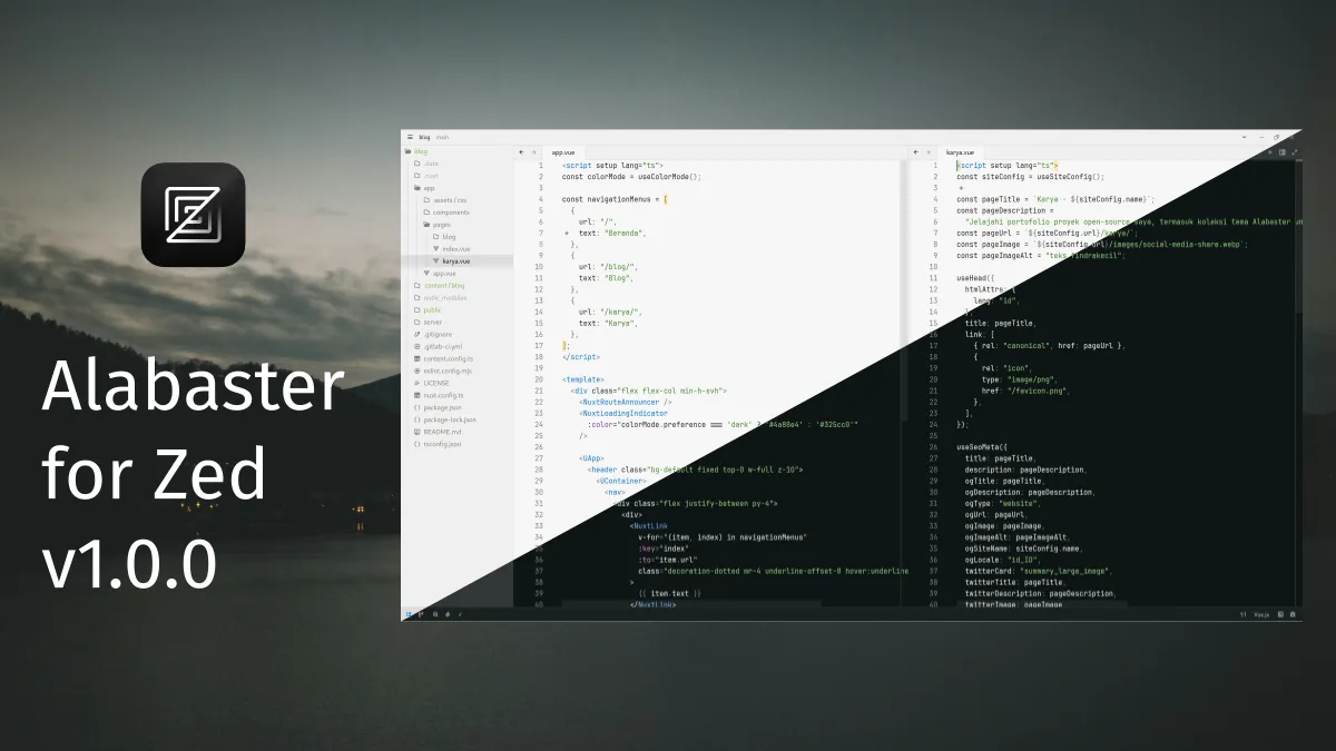 Alabaster for Zed v1.0.0 released with light and dark theme ported from Sublime Text