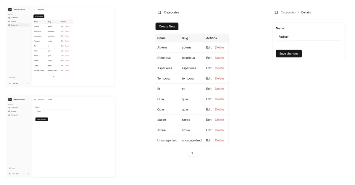 manage categories