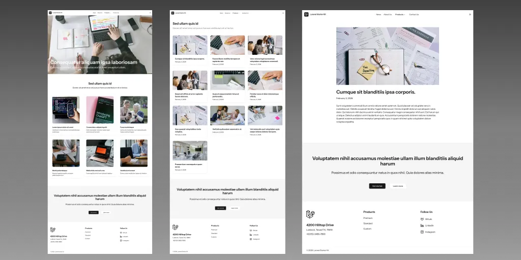 landing page and blog posts