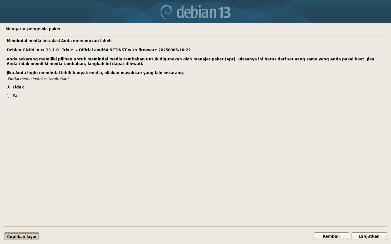 pilih apakah akan menambahkan sumber paket lainnya
