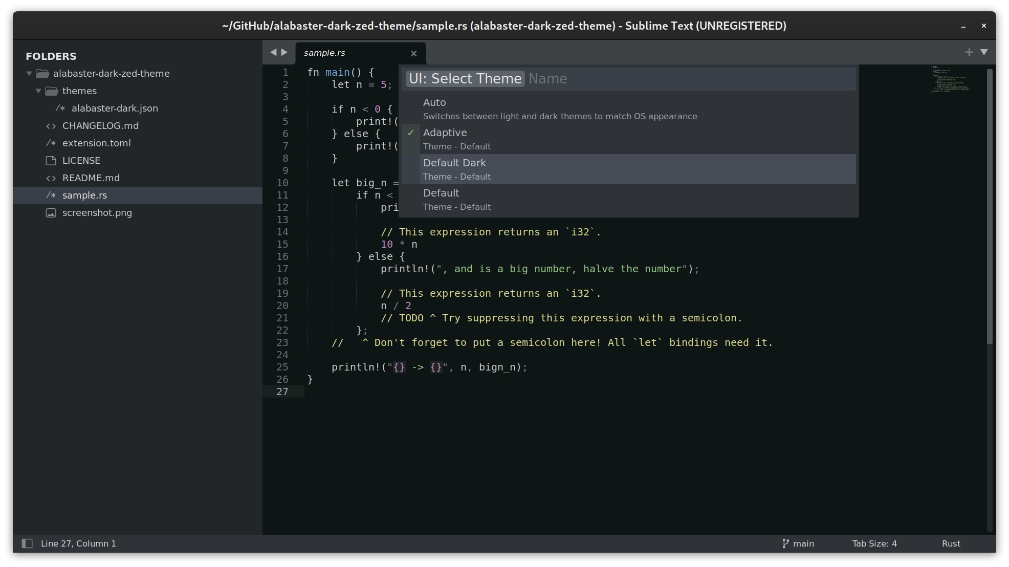 alabaster dark with sublime text dark theme