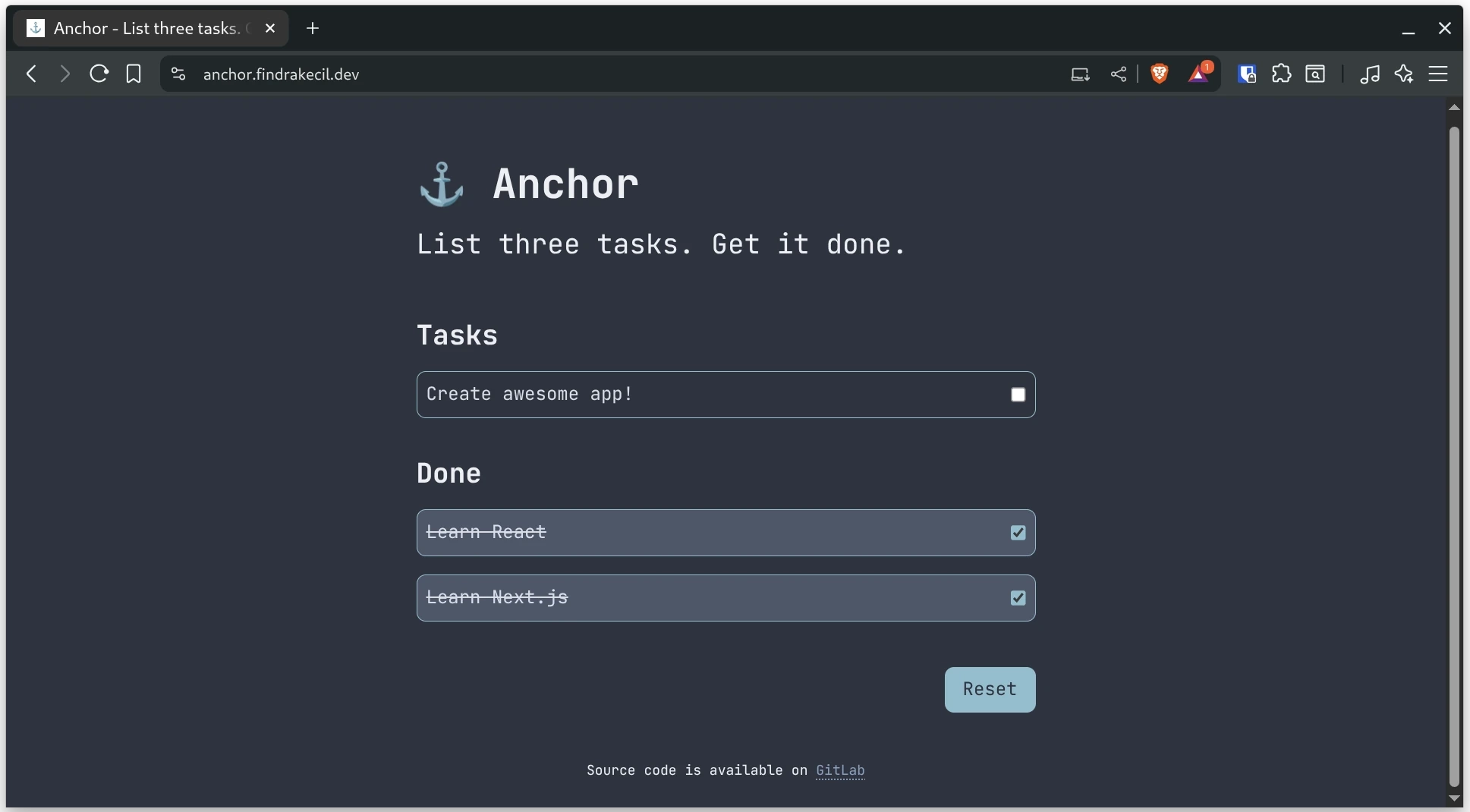 anchor with dark color scheme