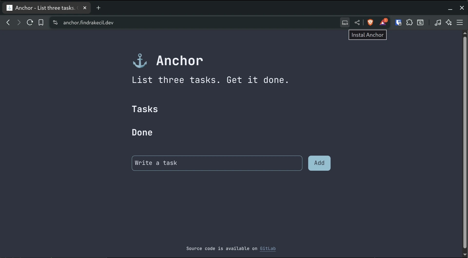 install anchor on brave browser