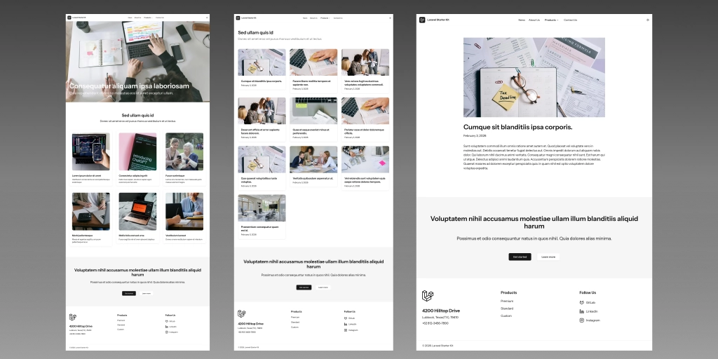 landing page and blog posts