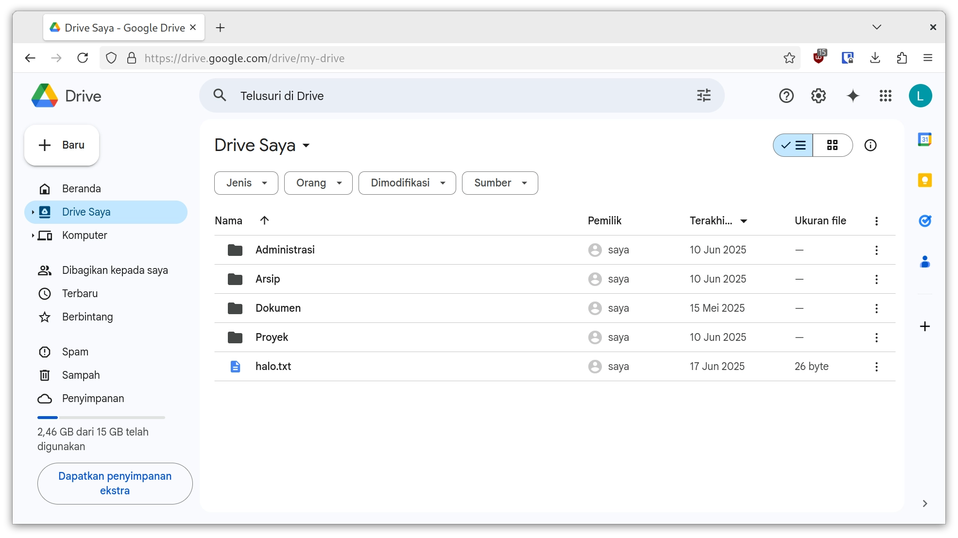 isi folder drive saya