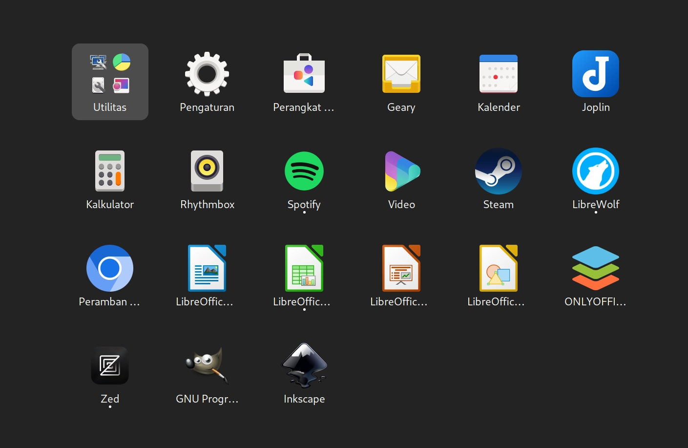 aplikasi terpasang di debian